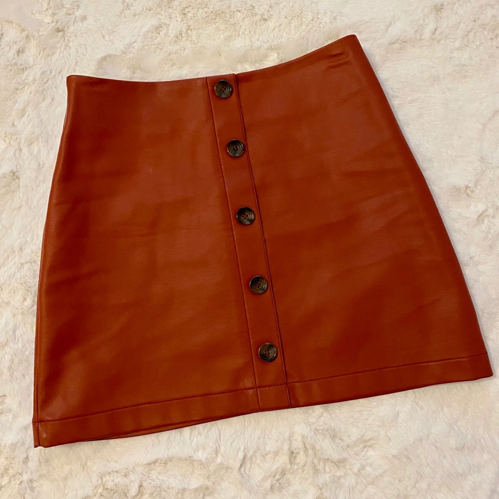 Orange Leather Mini-Skirt - Forever 21